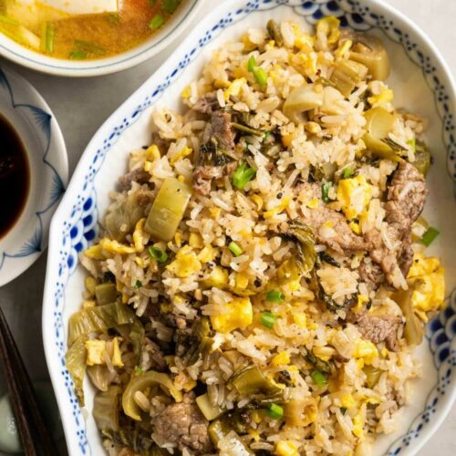 Com Rang Rice Dish (Cơm Rang Dưa Bò) Beef Fried Rice Pickled Mustard Greens