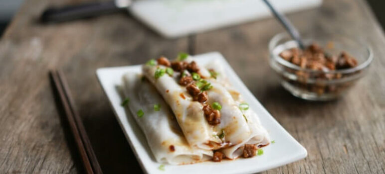 Chinese Cheung Fun Recipe (Steamed Rice Noodle Rolls)